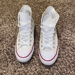 White high top converse women’s size 9, men size 7